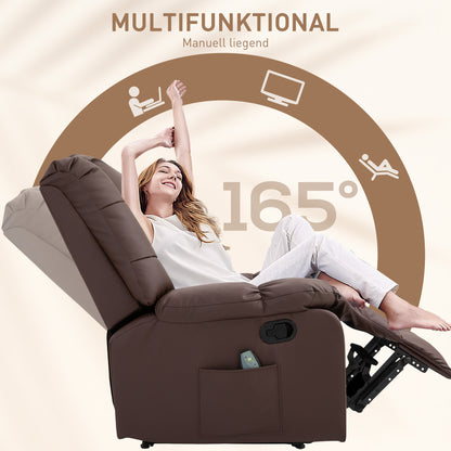 Massagestoel – Relaxstoel – Massagefauteuil – Wellnessstoel – Bruine Kunstleren Massagestoel – Compact Formaat 94x99x99 cm – Met Afstandsbediening