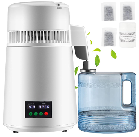 Waterdestilleerder - Zuiver Water Maken - Automatisch Distilleerketel -Filteren 1 L/U - 750W - 304 Roestvrij staal - Wit