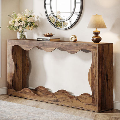 Tribesigns Rustic Console Table 160 cm with Storage Space, Coffee Table Behind the Sofa, Long Entrance, Narrow Console Stand, Hallway Stand for Entrance and Living Room