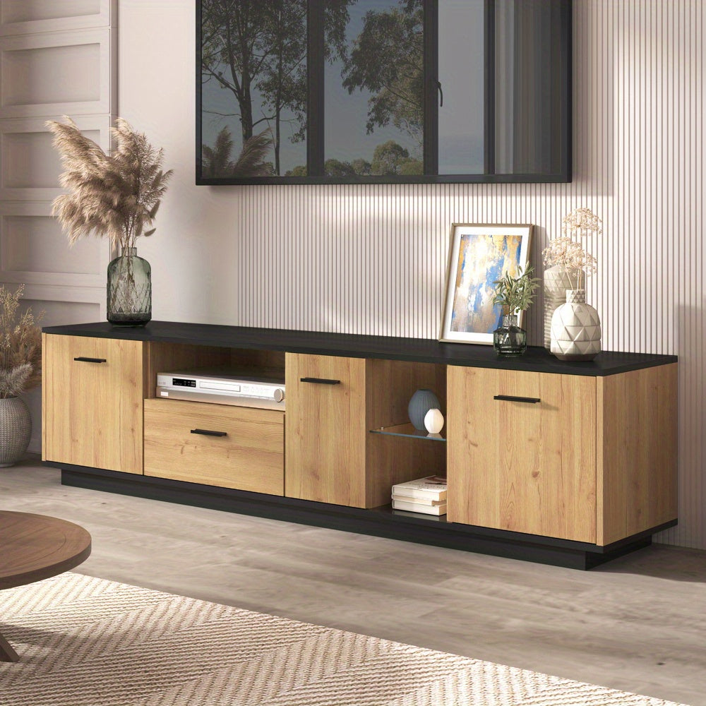 TV-meubel – Tv-kast – Mediameubel – Tv-dressoir – Tv-meubel naturel – 3 Deuren & 1 Lade – Stevige Constructie & Eenvoudige Montage
