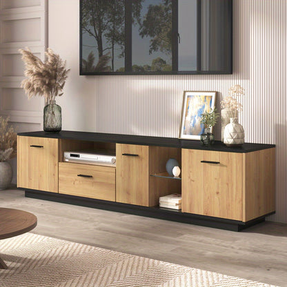 TV-meubel – Tv-kast – Mediameubel – Tv-dressoir – Tv-meubel naturel – 3 Deuren & 1 Lade – Stevige Constructie & Eenvoudige Montage