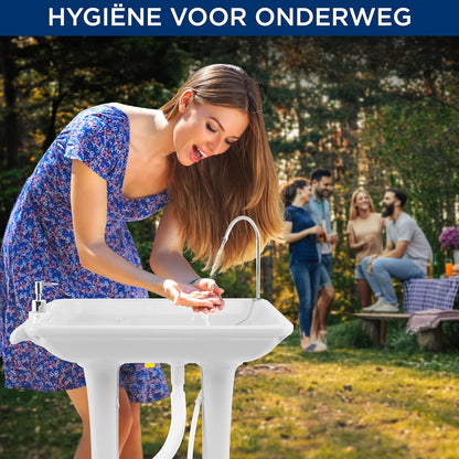 Campingwasbak – Afwasbak – Wasbak – Afwasteil – Opvouwbare Wasbak – 30L Watertank – Hygiënisch Voetpomp Systeem
