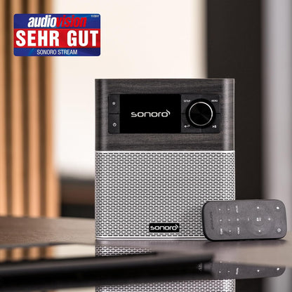 SONORO Stream Internetradio (FM/Dab+/WiFi, AUX-in, Bluetooth, Spotify, Deezer) Eiken Moor/Zilver - Digitale Radio - Badkamer, Keuken