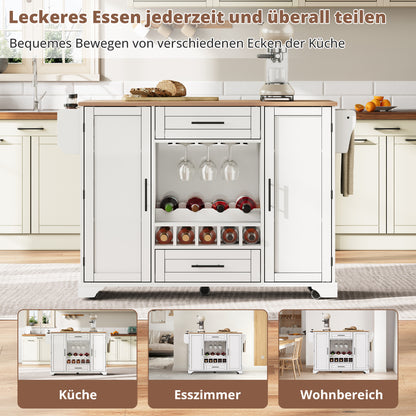 Keukentrolley – Keukenkast – Serveerwagen – Keukenwagen – Opbergtrolley – Uitklapbaar Werkblad – 138x45(70)x92 cm – Melamine Hout & Metaal