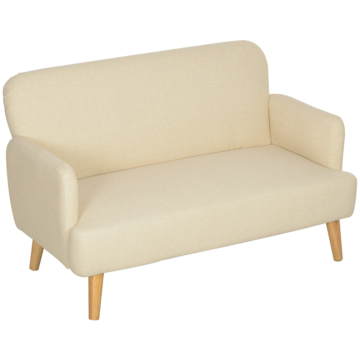 Tweezitsbank – 2-zitsbank – Bankje – Zitbank – Loveseat – Compact Design – Huidvriendelijke Crème Bekleding – Draagvermogen 240 kg – Afmeting 130x74x79 cm