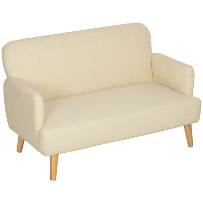 Tweezitsbank – 2-zitsbank – Bankje – Zitbank – Loveseat – Compact Design – Huidvriendelijke Crème Bekleding – Draagvermogen 240 kg – Afmeting 130x74x79 cm