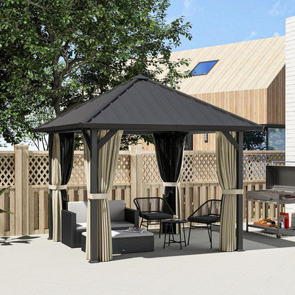 Tuinpaviljoen – Metalen Paviljoen – Tuinoverkapping – Buitenverblijf – Hardtop Paviljoen – Waterdicht Hardtop Dak – Stevig Metalen Frame 304x304 cm