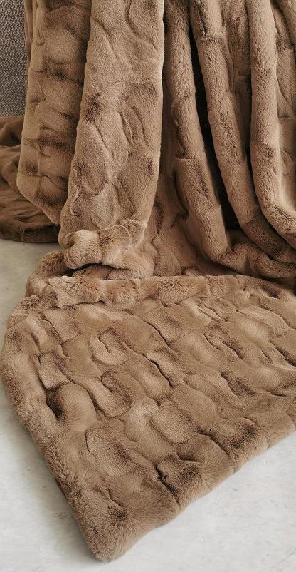 Faux Fur deken Imitatie, Luxe deken van imitatiebont, Luxe Decoratief Bont Throws, Shaggy Throw Zachte deken, imitatie nertsen deken, bank deken, zachte deken-Brown||180×150cm
