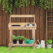 Oppottafel - Tuinwerktafel - Plantentafel -Tuinwerkbankje - met Schuiflade - 2 Niveaus - Bloementafel - voor Tuin - Sparrenhout - 92 x 45 x 119 cm - Natuurlijk Hout