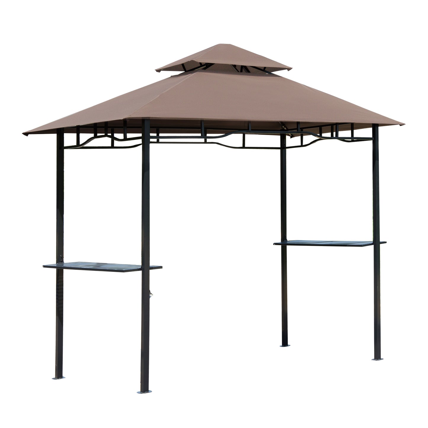 Tuinpaviljoen – Tuinhuisje – Pergola – Overkapping – Schaduwdoek – Aluminium Frame – Dubbel Polyester Dak - 2,5x1,5m – Chocoladebruin