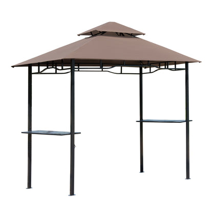 Tuinpaviljoen – Tuinhuisje – Pergola – Overkapping – Schaduwdoek – Aluminium Frame – Dubbel Polyester Dak - 2,5x1,5m – Chocoladebruin