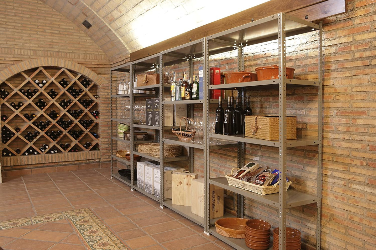 Simon Rack Stellingkast Metaal, 2000x1100x400 mm, Buigpunt 90, 5 Verstelbare Niveaus, Metalen Planken, Robuust Opslagrek voor Garage, Kelder en Werkplaats, Grijs – Simon Classic