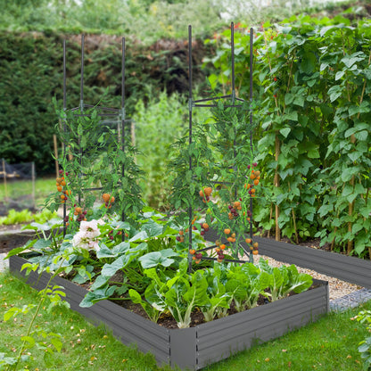 Metalen Bloembak Tuinbak Plantbak Plantenbak Kruidenbak – Antraciet Grijs – Grote Capaciteit 180x90x29,5 cm – Roestbestendig Met Klimrek
