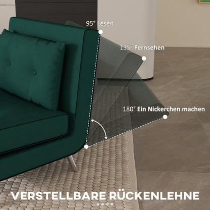 Relaxfauteuil – Relaxstoel – Ligstoel – Leesstoel – Zitzak – Donkergroen – Verstelbare Rugleuning – Linnen Look Bekleding