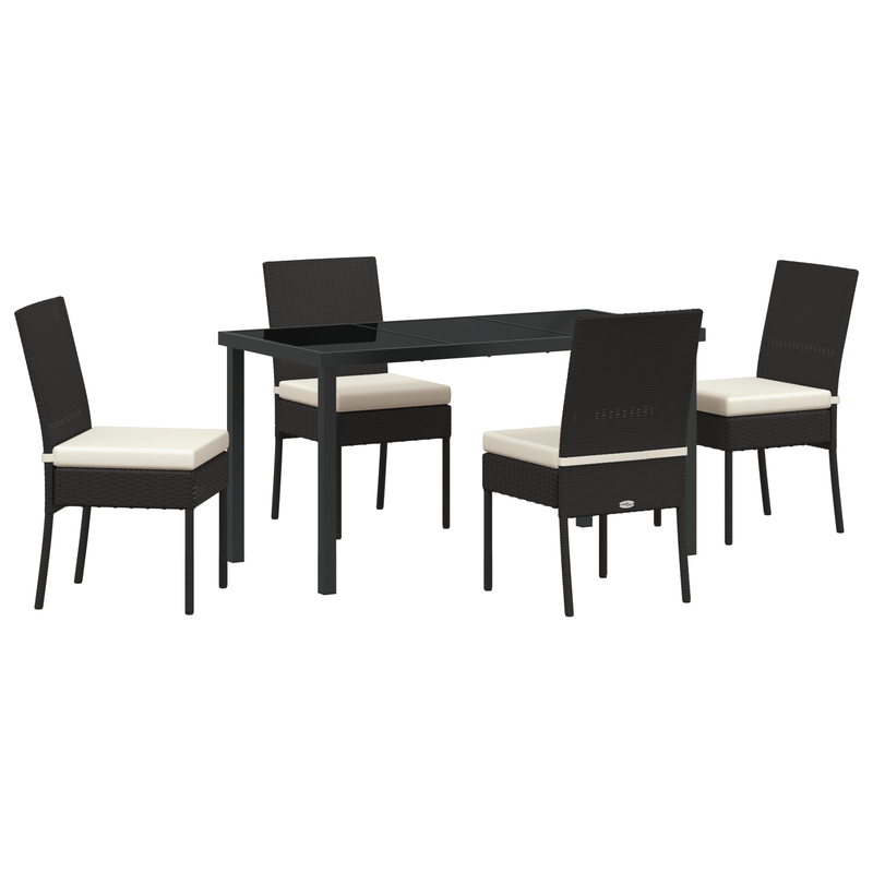 5-Delige Tuinset – Tuinmeubelset – Tuindining Set – Balkonset – Terrasmeubels – Zwart Poly-Rattan – Weerbestendig & Lichtgewicht