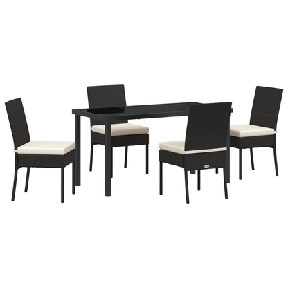 5-Delige Tuinset – Tuinmeubelset – Tuindining Set – Balkonset – Terrasmeubels – Zwart Poly-Rattan – Weerbestendig & Lichtgewicht