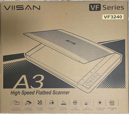 Viisan VF 3240, flatbedscanner DIN-A3. Max. resolutie 2400x2400 DPI. Software voor beeldbewerking en tekstherkenning. High-speed scannen.