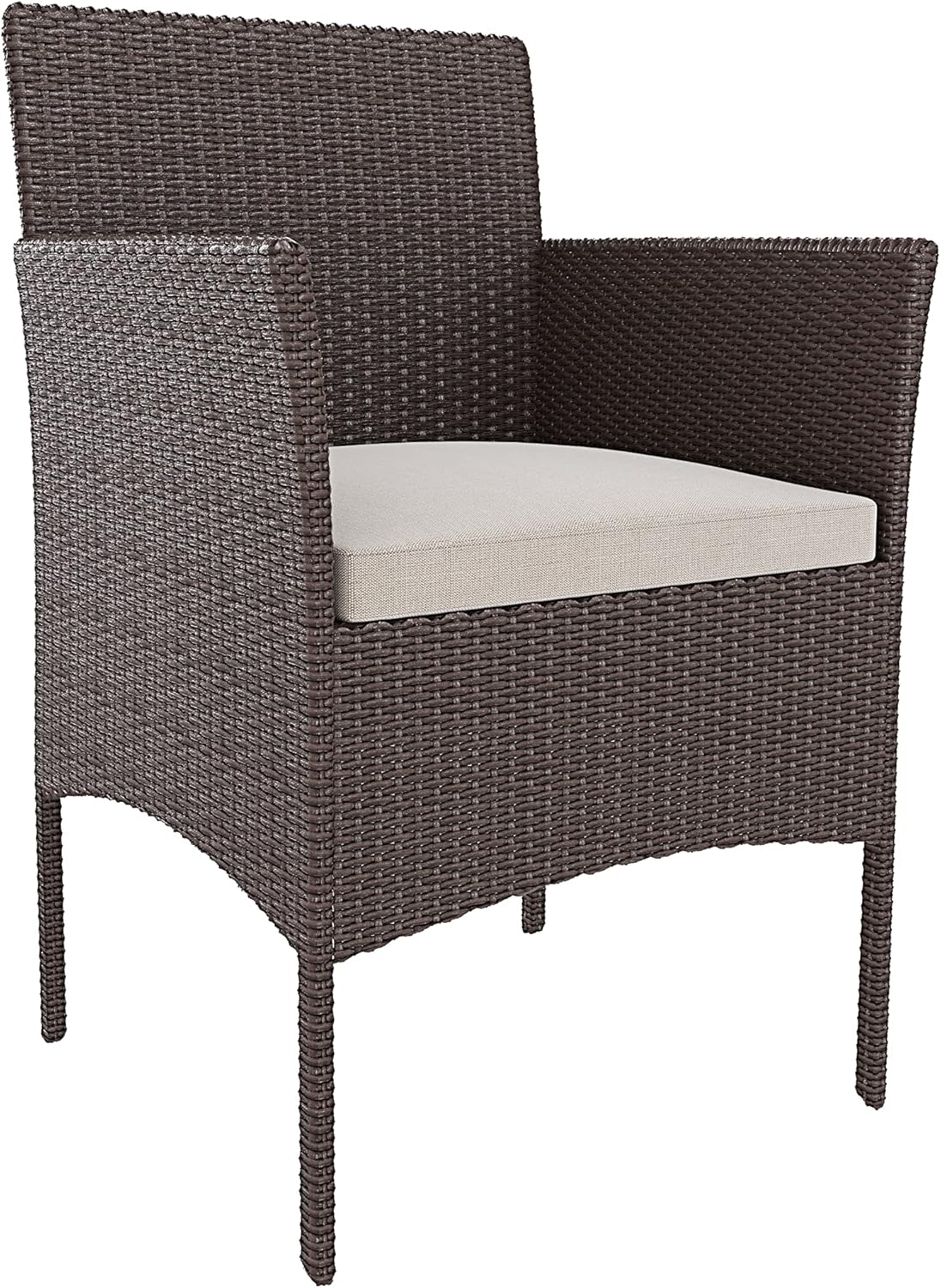 Arreditaly Tuinmeubelset, woonkamer, rotan, 4-zits met tafel en glazen rek, 2 stoelen en bank, 2-zits voor tuin, buitenzwembad, afneembare kussens (bruin)