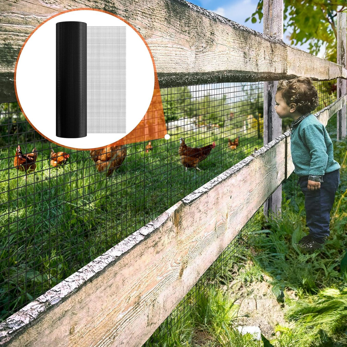 VEVOR Hardwaredoek, 48" x 100' Gegalvaniseerde Wire Mesh Roll, 19 Gauge Kippengaas Omheining Roll, Vinyl Coating Metalen Wire Mesh voor Kippenhok Barrière, Konijn Slang Hekken, Pluimvee Behuizingen
