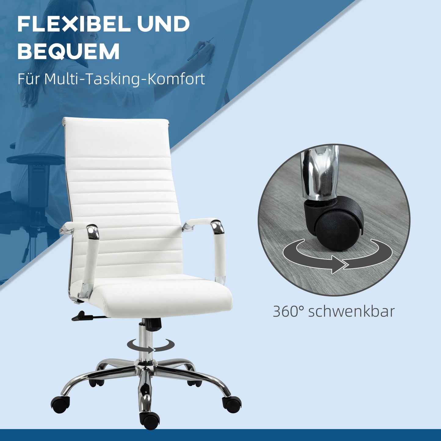 Bureaustoel – Office Chair – Draaistoel – Kantoorstoel – Ergonomische Stoel – Verstelbare Zithoogte – PU Kunstleer Zitting