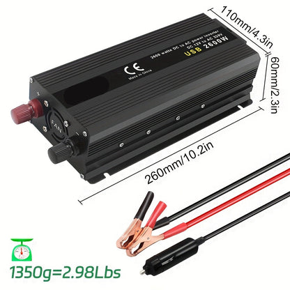 Spanning Inverter – Power Inverter – Stroom Omvormer – Spanning Omvormer – 3 UK Stopcontacten – Pure Sinusgolf Uitgang – 1300W Tot 6000W Piekvermogen