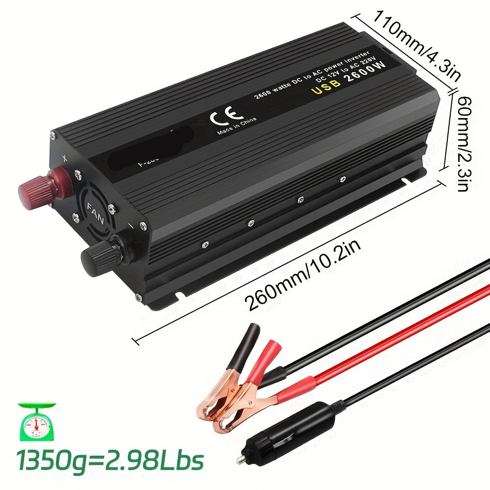Spanning Inverter – Power Inverter – Omvormer – 12V Naar 230V – Pure Sinusgolf – 3 UK Stopcontacten – 1300W Tot 6000W