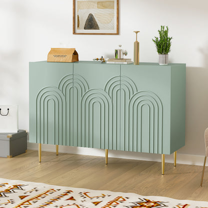 47-inch Modern Accent Cabinet with 3-Door Storage - Freestanding Buffet Credenza Sideboard, & MDF, Elegant Entryway, Dining Room, Living Room Furniture Cabinet (Assembly Required) - Contemporary Wood Cabinet for