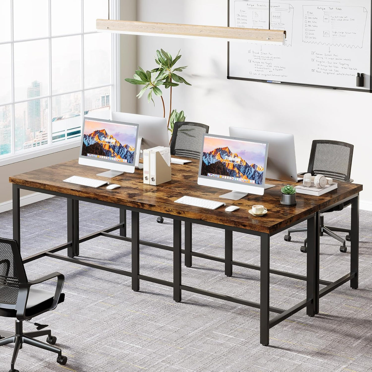 Tribesigns 200x60cm Extra Long Computer Desk for 2 Person, Double Long Desk Workstation, Dual Monitor Workstation for Home Office