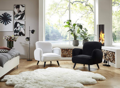 Atlantic Home Collection BEN, fauteuil, imitatie schapenwol, zwart