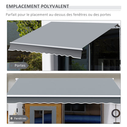 Uitvalscherm – Zonnescherm – Uitschuifbaar Scherm – Balkonluifel – Handbediend – Aluminium Frame – Polyester Doek 280 g/m² – 4x2,5 Meter – Grijs