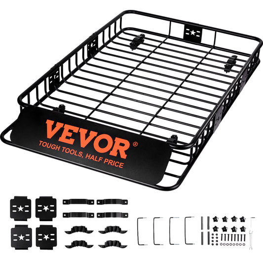 Dakkoffer Opvangmand – Dakmand – Dakdrager Mand – Roof Basket – Rooftop Cargo Carrier – Heavy-Duty Staal – Draagvermogen 90,7 kg – Universele Montage – Zwart – 162,6 x 99,1 x 15,2 cm
