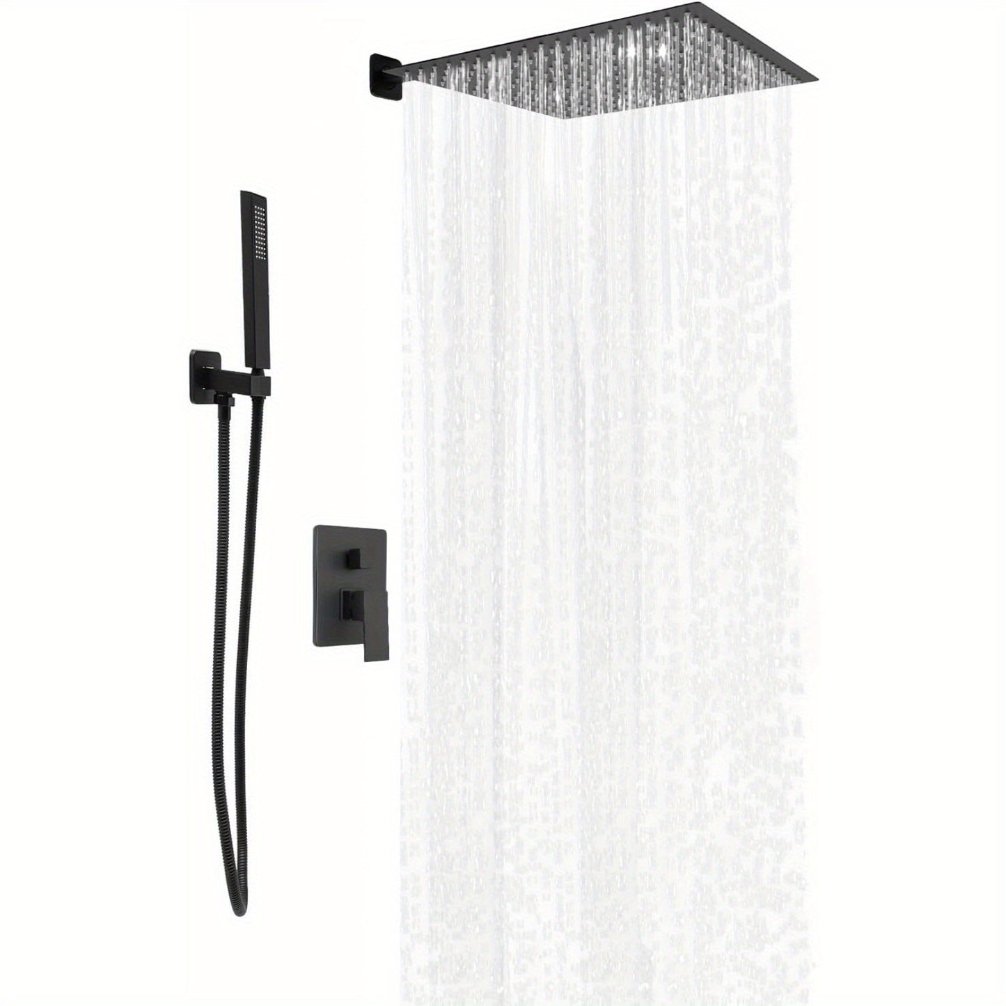 Regendouche – Douchekop – Douchesysteem – Handdouche – Inbouwdouche – 40x40 cm – Zwart – 360° Draaibaar