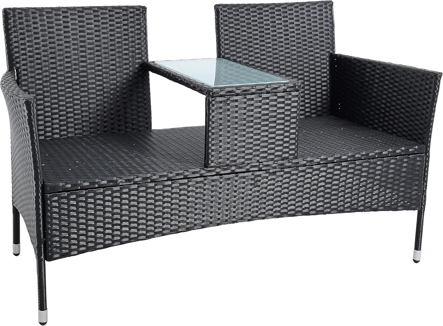 ESTEXO Polyrattan seating set, rattan seating furniture, garden furniture set, balcony furniture, garden table, garden chair, balcony table, balcony chair (black) - QUORE