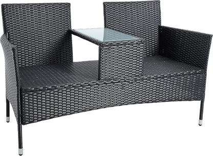 ESTEXO Polyrattan seating set, rattan seating furniture, garden furniture set, balcony furniture, garden table, garden chair, balcony table, balcony chair (black) - QUORE