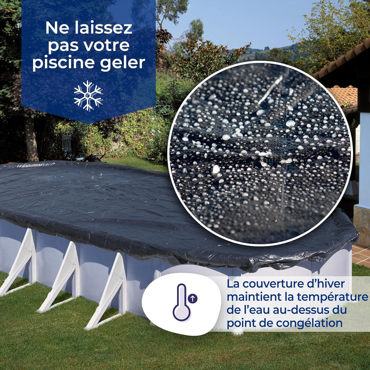 Gre CIPROV1001 Winterafdekking voor ovaal zwembad, zwart, 1115 x 660 x 0,2 cm