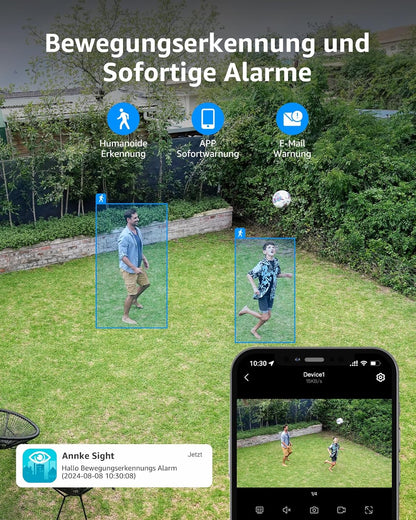 ANNKE Bewakingscameraset met monitor, 5 MP 4CH 7 inch touchscreen, NVR-beeldscherm met 2 stuks 5 MP wifi-camera, 2-weg audio, persoonsherkenning, 30 m nachtzicht, app- en e-mailalarm, 64 GB SD-kaart