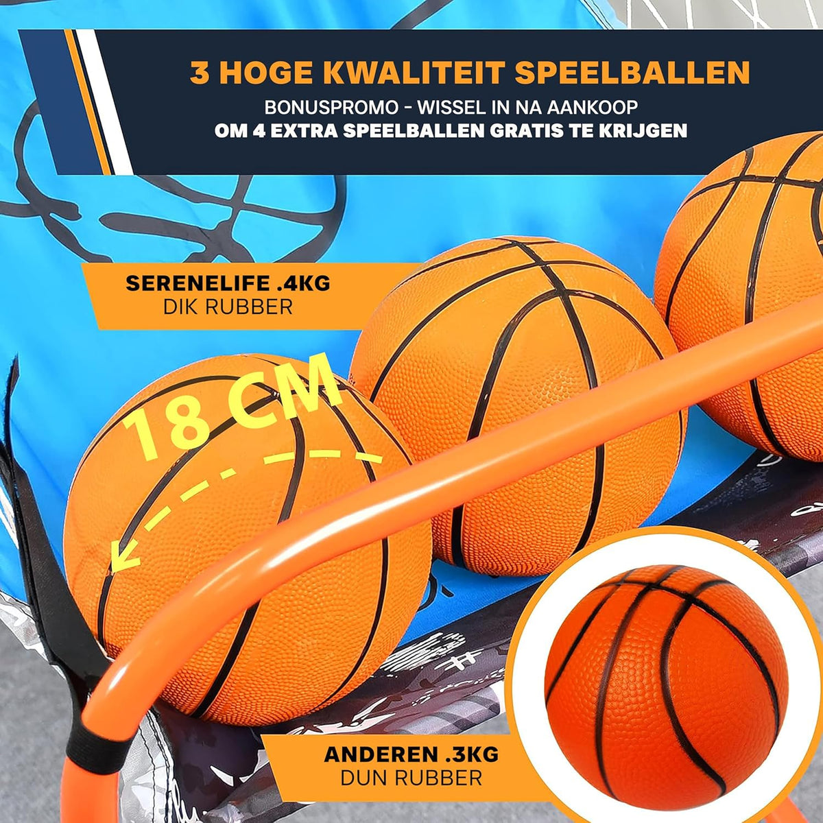 SereneLife Arcade Basketbalspel - Basketbalautomaat- met Elektronisch LED Digitaal Scorebord & Speeltijd Timer- Enkele Hoepel- Opvouwbaar - Schietsport voor Volwassenen- Blauw