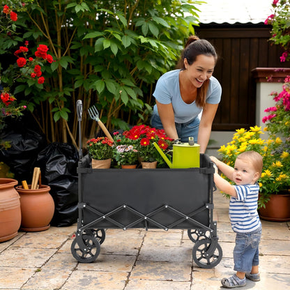 Finnhomy 150L opvouwbare campingtrolley met rem, opvouwbare festivalwagen met verwijderbare wielen, 150 kg capaciteit met bekerhouders
