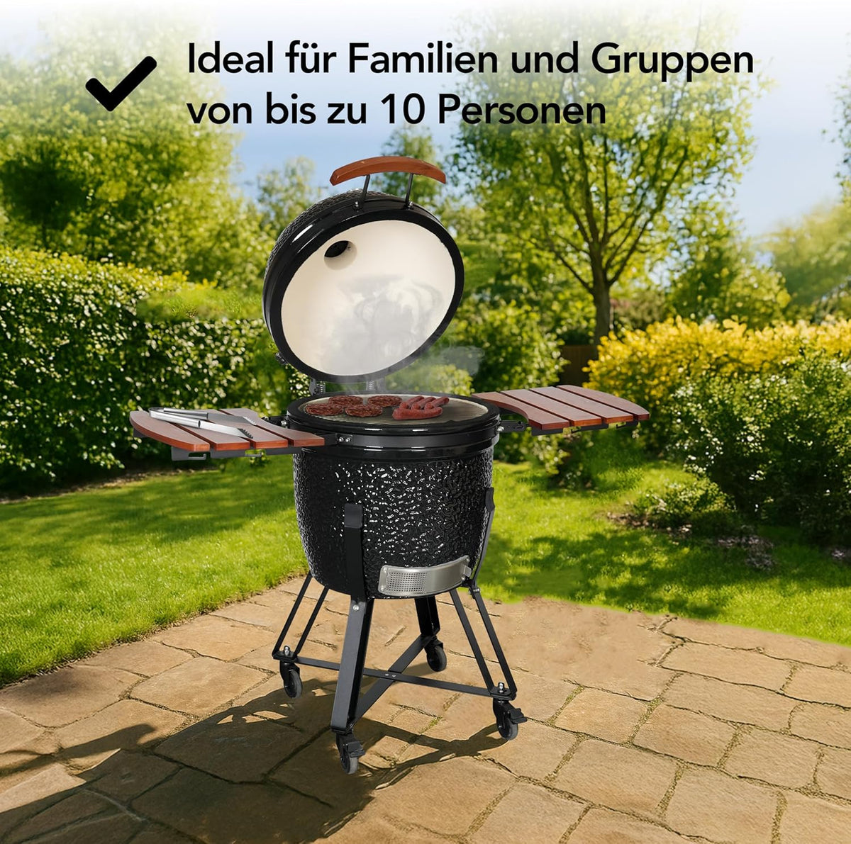 Aviro Kamado BBQ Egg XL - 21,6 Inch - Inclusief Hoes - Tot 10 Personen - Houtskoolbarbecue - Ø 46 CM - Zwart