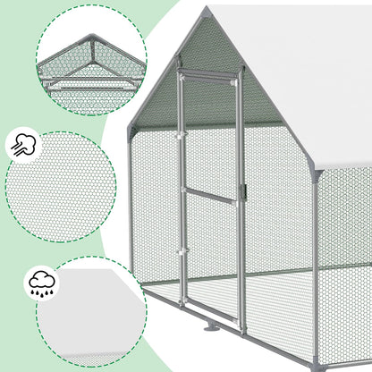 Free Running House, 3 x 4 x 2 m, Aviary, Chicken Coop, Metal, 12 m², Poultry Cages with Sun Protection, Roof, Chicken Fence, Door and Bolt, Freewheel, Chicken Cages, Stable Chicken Coops, for Small