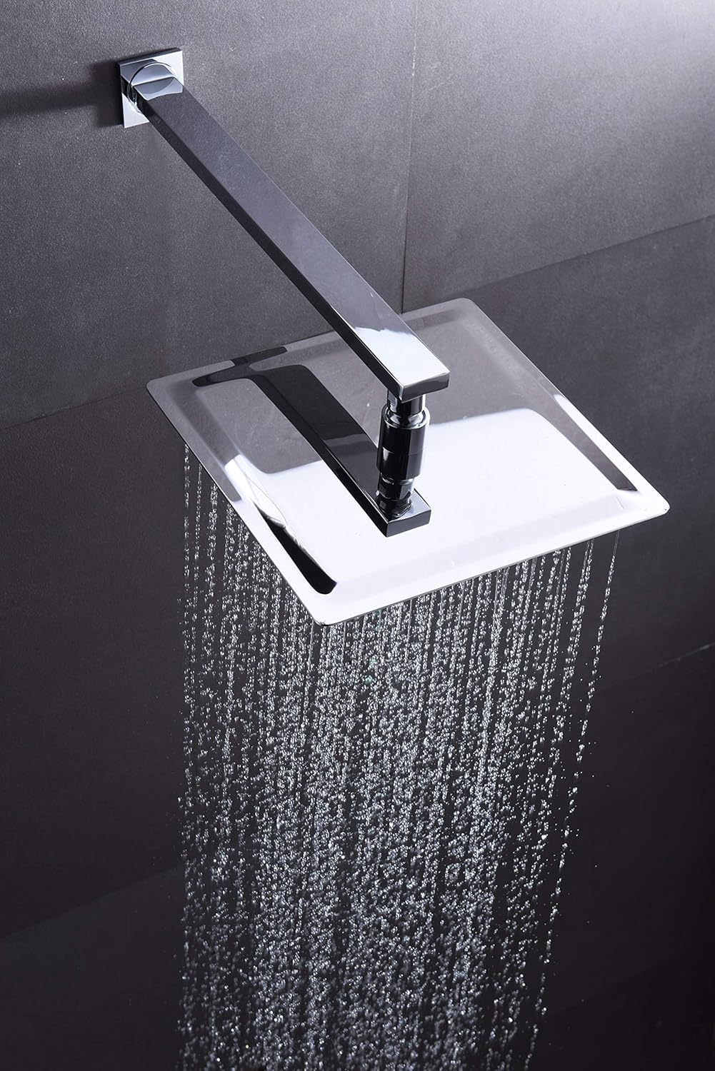 Douche Set – Regendouche – Handdouche – Kraan – Douchekraan – Vierkante Hoofddouche 25x25 cm – Verchroomd Messing – Instelbare Waterdruk 6 Bar