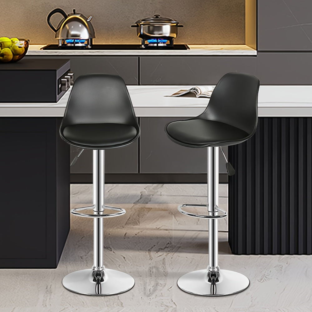 Barstoel – Barkruk – Barstoel Set – Keukenkruk – Barkrukken Set – Draaibaar – Kunstleren Bekleding – Set van 8 – Zwart – Ruimtebesparend Design – Eenvoudig Schoonmaken