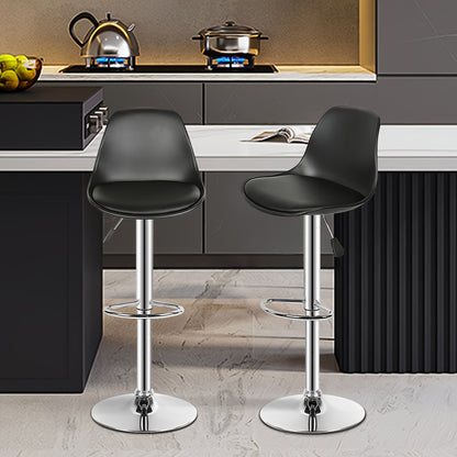 Barstoel – Barkruk – Barstoel Set – Keukenkruk – Barkrukken Set – Draaibaar – Kunstleren Bekleding – Set van 8 – Zwart – Ruimtebesparend Design – Eenvoudig Schoonmaken