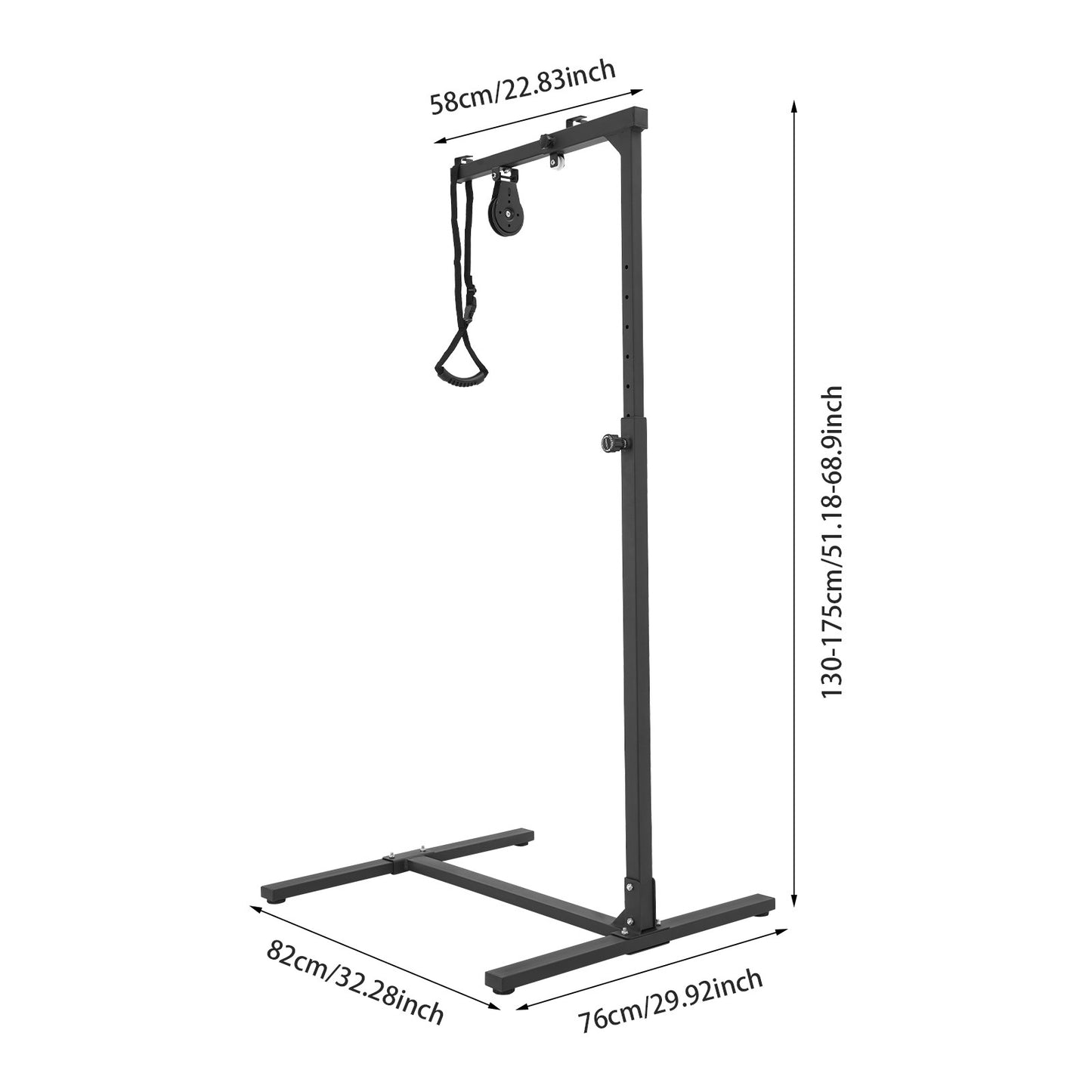 Steunbeugel Staande Hulp – Staande Steun – Opstaan Beugel – Verstelbare Handgreep – Mobiliteitshulp Zwart – Verstelbaar 130-175 cm – Stabiel Stalen Frame