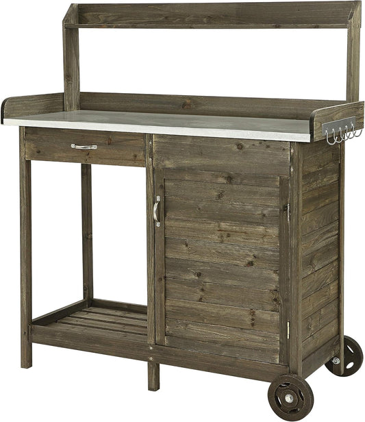 Dehner Houten plantentafel Hamilton, ca. 125 x 112 x 46 cm, van FSC® - gecertificeerd dennenhout, bruin