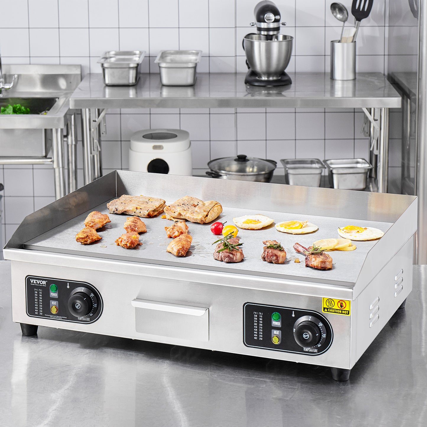 Elektrische Bakplaat – Grillplaat – Teppanyaki – Flat Top Grill – Bakplaat Professioneel – 4000W Vermogen – Roestvrijstalen Oppervlak 58x38 cm
