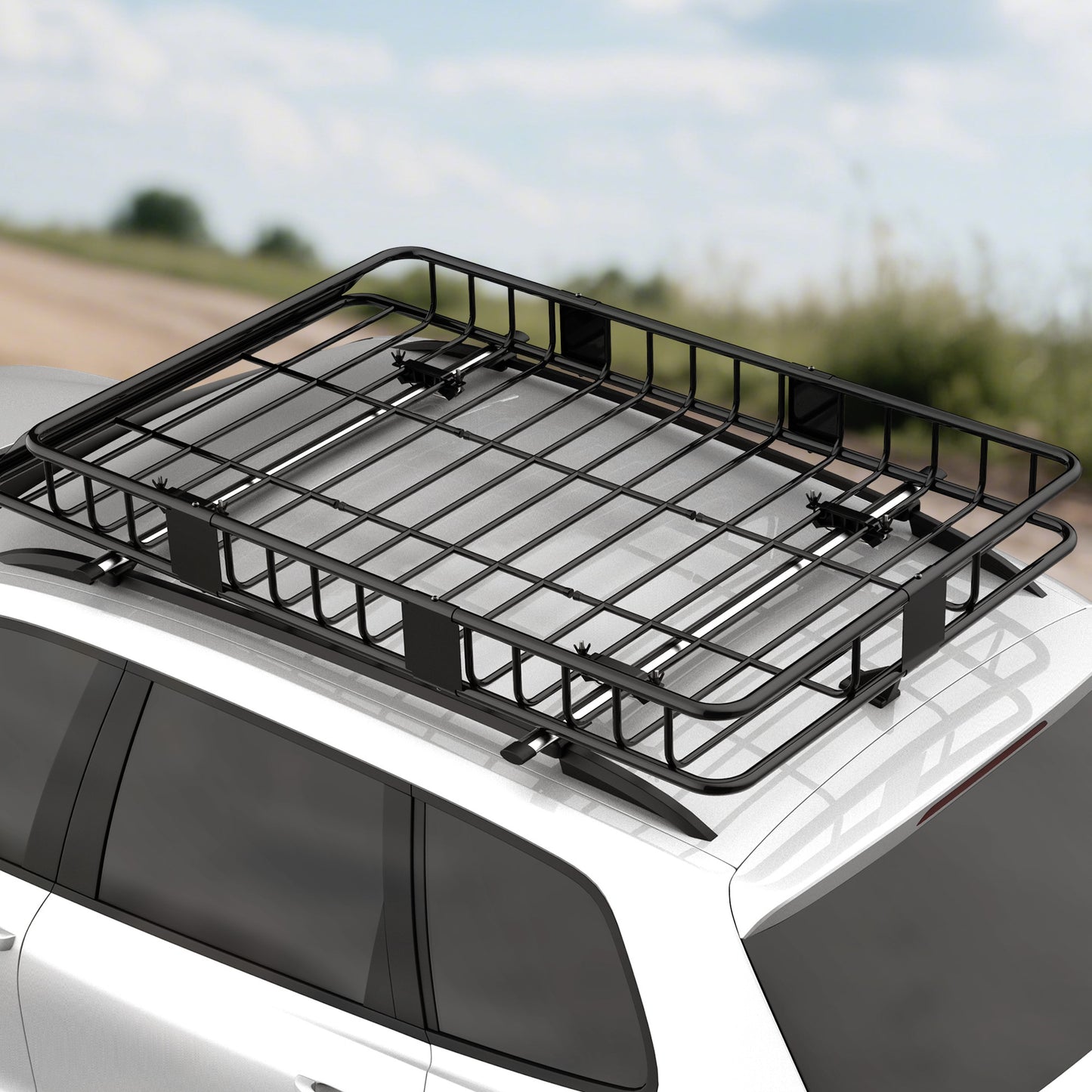 Universele Dakkofferdrager – Dakdrager – Bagagedrager – Roof Rack – Auto Dakrek – Robuust Metalen Frame – Maximale Draagkracht 100 kg – Zwart – 162x99x16 cm