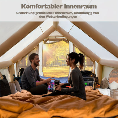 Opblaastent – Opblaasbare Tent – Kampeertent – Familietent – Tunneltent – Ruim Voor 10 Personen – Snelle 5-Minuten Opzet – Duurzaam 420D Oxford Doek & PVC Frame