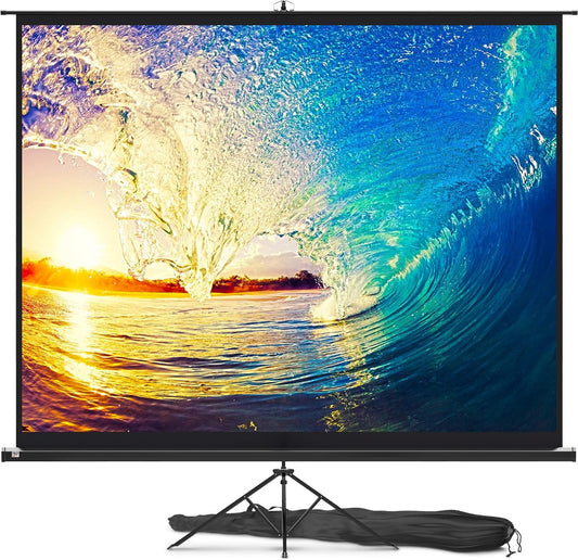 PropVue Projectiescherm met standaard, 100-120 inch (ca. 254-305 cm) projectiescherm voor binnen en buiten, voor film- of kantoorpresentatie, instelbaar van 16:9 tot 4:3, HD-premium kreukvrij statiefscherm