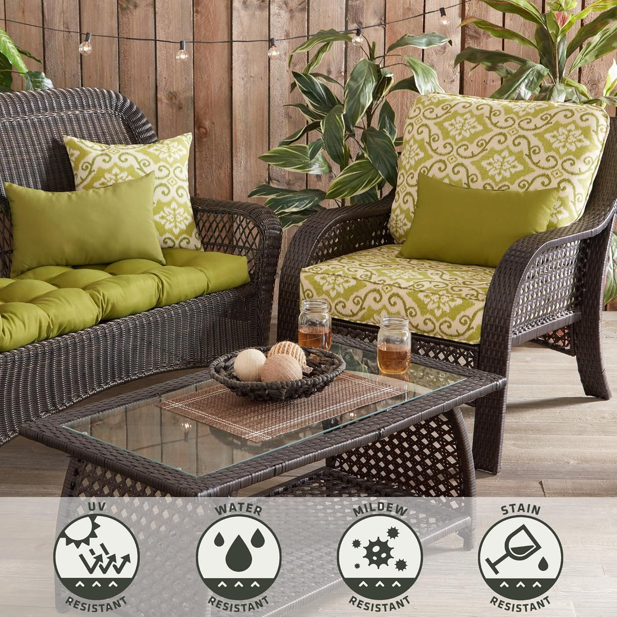 Greendale Home Fashions 2-delige outdoor diep zitkussen set, avocado
